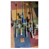 Group of 7 mostly vintage rod and reels Johnson,