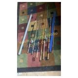 Group of vintage fishing rods and reels