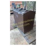 Large brown vintage metal tackle box