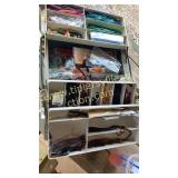 Vintage tackle box with plastic worms