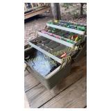 Tackle box with over 35 vintage lures