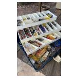 Blue old pal tackle box full of mostly vintage