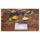 1 vintage south bend optic & 4 Heddon supersonic