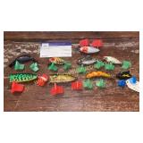 9 Vintage Heddon tadpole spook, baby lucky 13,