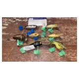 7 vintage fishing lures- dipsy doodler, Heddon