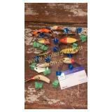 10 vintage fishing lures- lazy Ike, fire tail