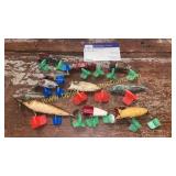 10 vintage fishing lures- Heddon river ruby, tiny