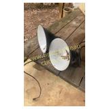 Two vintage green and white service station