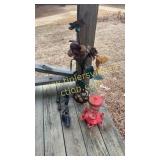 Metal art flowers wind chimes and bird feeder