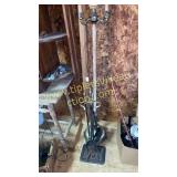 Antique lamp and fireplace tools