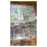 Three tackle boxes with fly poppers and crappie