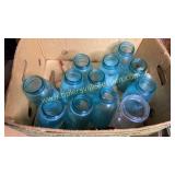 11 blue quart fruit jars