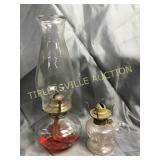 2 oil lamps tallest is 13"
