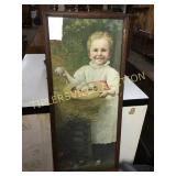 12x27 vintage girl with eggs picture
