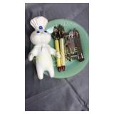 Jadite dish has chip with bottle openers and