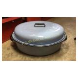 Blue graniteware roaster