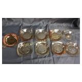 9 small pieces of carnival glass
