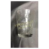 Early druggist advertising glass medicine cup 2"