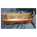 11.5x5" longaberber basket with leather handles