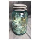 Blue jar with tape measure