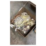 Box of shell art & macrame
