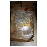 Box of candlestands and glass