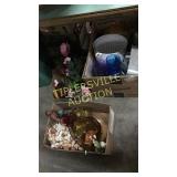 3 boxes of glassware, shells, household items