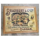 Sewing machine advertising in frame