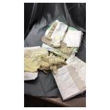 Tray of vintage linens