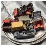 Vintage auto toys on 2 pewter plates