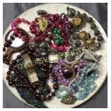 Costume jewelry on pie plate