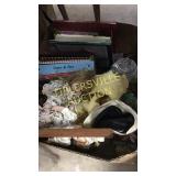 Box of dolls and cookbooks