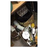 3 boxes of household items and decor, kitchen