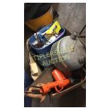 Box with fuel can, bolt bin and tools