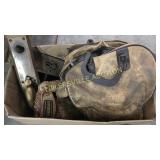 Bowling ball, baseball glove and door hardware