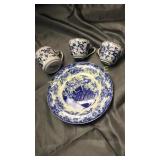 3 pcs blue Danube and blue England plate
