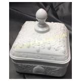 Milk glass bee hive candy dish