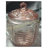 Pink depression cracker jar
