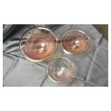 3 pink depression mixing bowls- smallest doesn