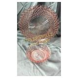 Pink depression 14" platter and matching bowl