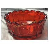 7.5"w ruby coin glass bowl