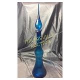 27" Italian art glass decanter blue