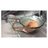 Art glass swan 15"l