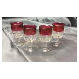 4 Cranberry to clear thumbprint cordials