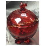 9" ruby Viking glass candy dish