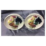 Pair of royal Copley rooster wall pocket planters