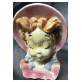 7" pink girl planter wall pocket royal Copley