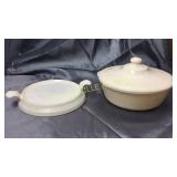 Fire king casserole with matching stand