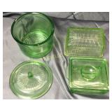 Group of vintage kitchen green depression-