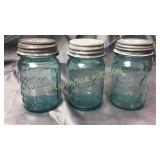 3 blue pony fruit jars